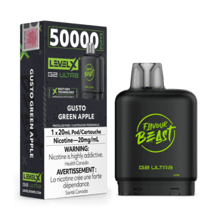 Flavour Beast Level X G2 Ultra 50K Puffs Pods – Gusto Green Apple