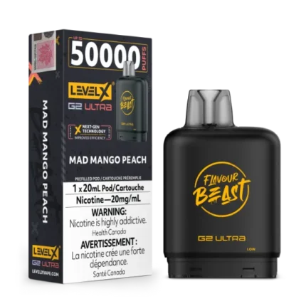 Flavour Beast Level X G2 Ultra 50K Puffs Pods – Mad Mango Peach
