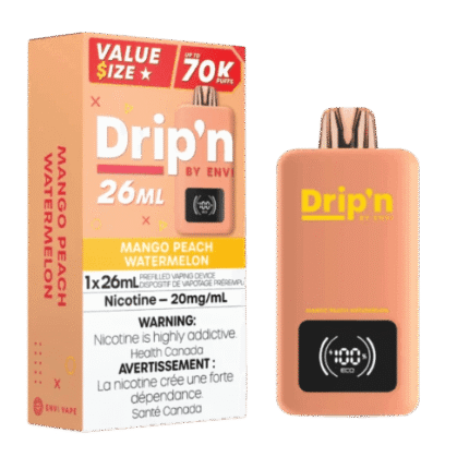 Drip'n 26mL Value Size 70K Puffs Disposable Vape – Mango Peach Watermelon