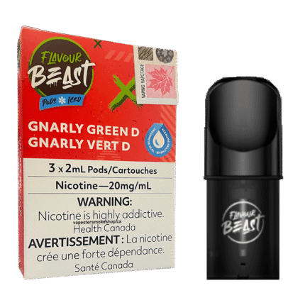 Flavour Beast Pod - Gnarly Green D Iced (3*2ML Pods) | Buy Online Canada