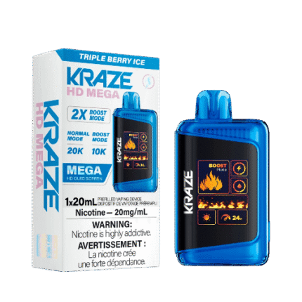 Kraze HD Mega 20K Disposable Vape – Triple Berry Ice